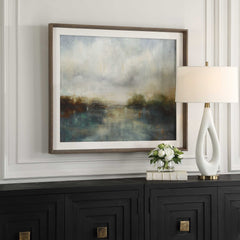 Blue Reverie Multicolor Framed Abstract Lake Print - Ornate Home