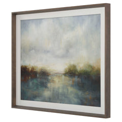 Blue Reverie Multicolor Framed Abstract Lake Print - Ornate Home