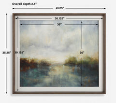Blue Reverie Multicolor Framed Abstract Lake Print - Ornate Home