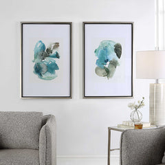 Blueprints Black/Blue/Gray Watercolor Prints (Set of 2) - Ornate Home