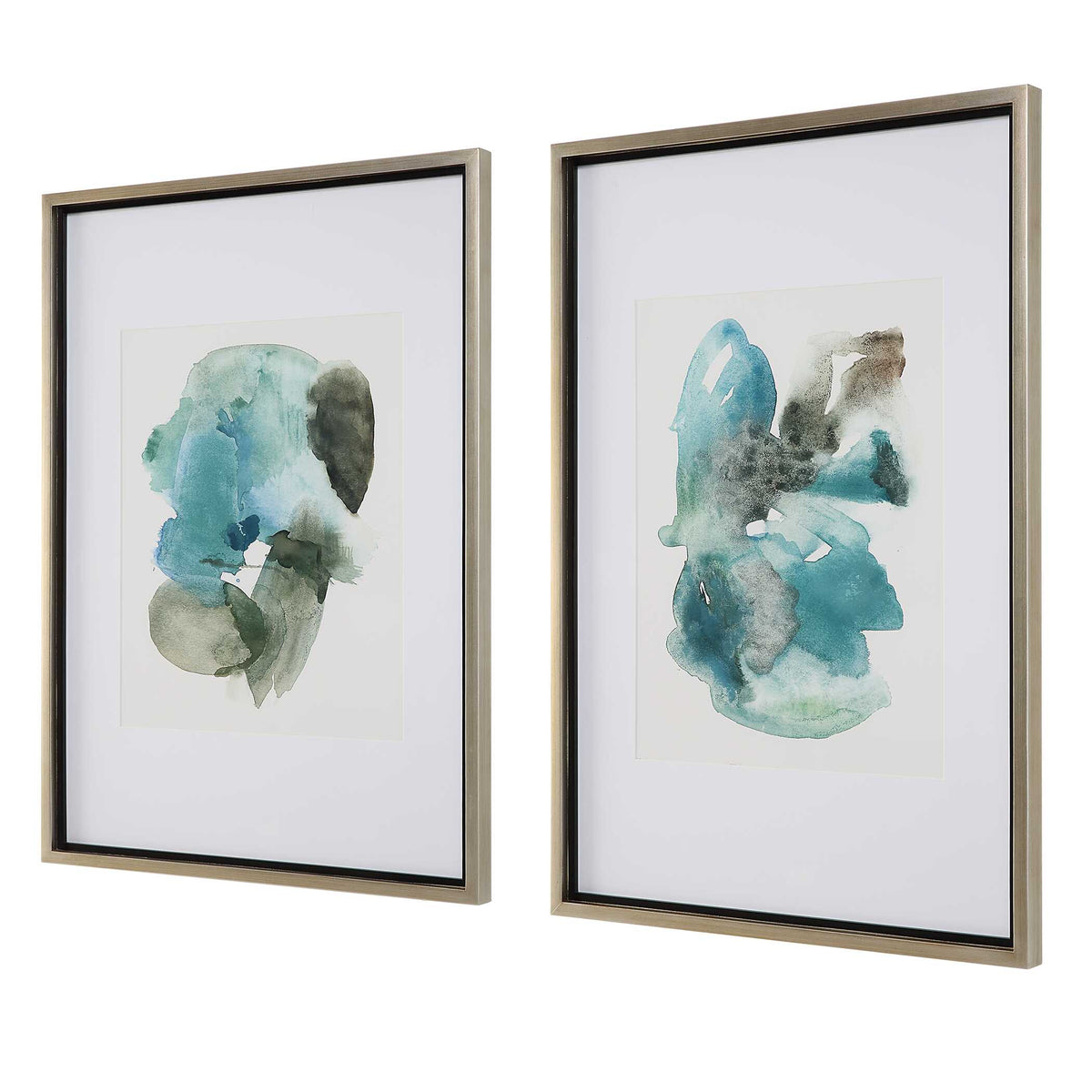 Blueprints Black/Blue/Gray Watercolor Prints (Set of 2) - Ornate Home