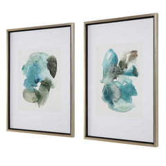 Blueprints Black/Blue/Gray Watercolor Prints (Set of 2) - Ornate Home