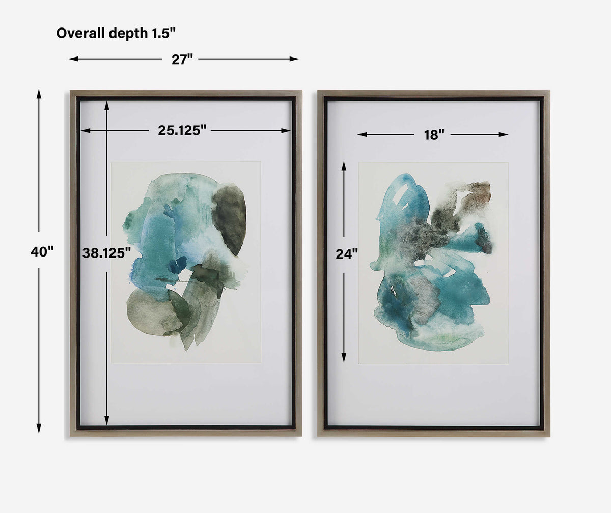 Blueprints Black/Blue/Gray Watercolor Prints (Set of 2) - Ornate Home