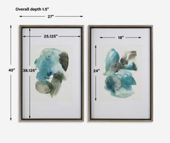 Blueprints Black/Blue/Gray Watercolor Prints (Set of 2) - Ornate Home