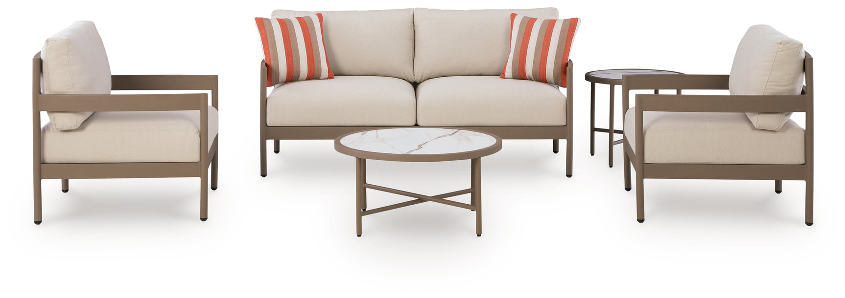 Bluff Trail Beige Love/Chairs/Tables Set (Set of 5) - Ornate Home