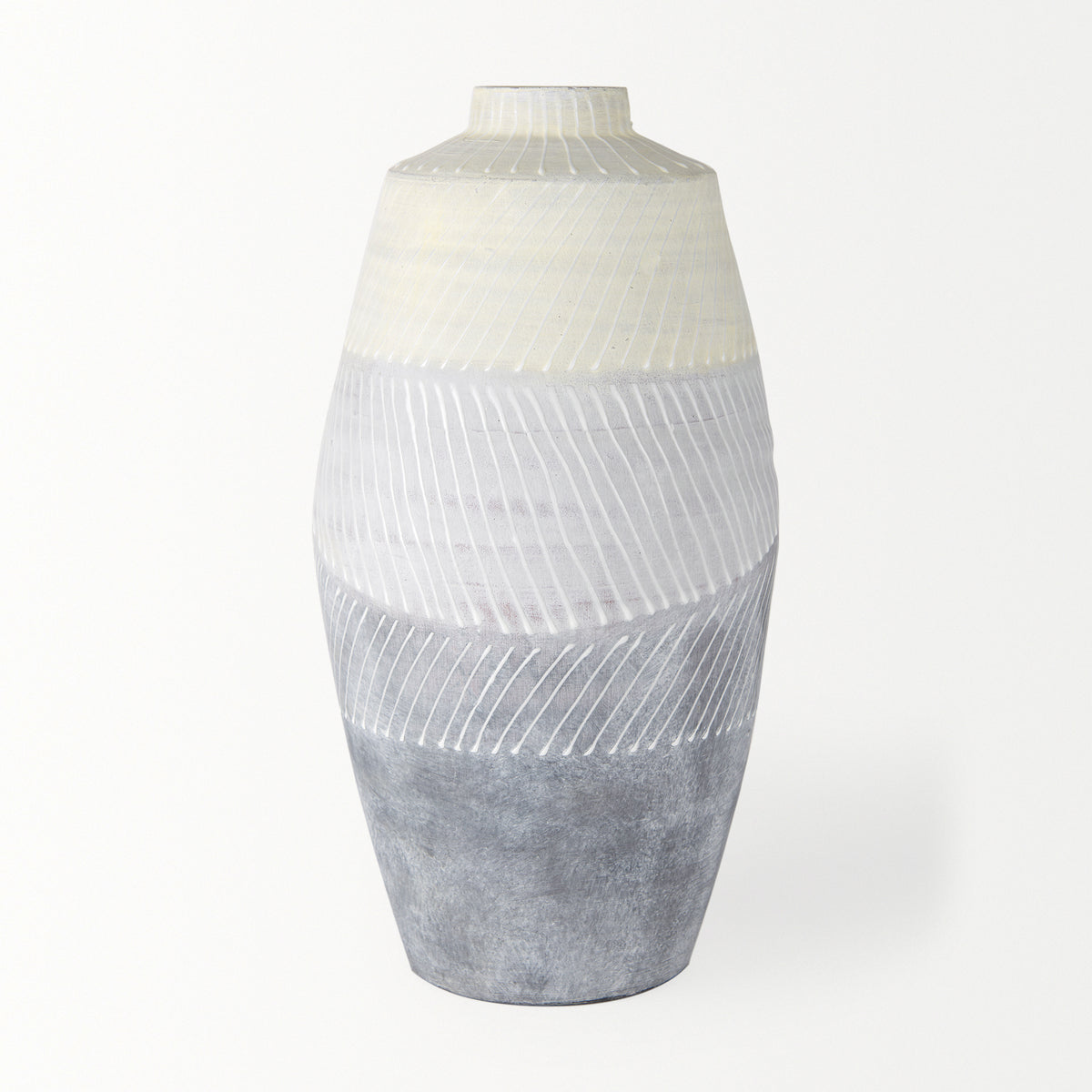 Blume Off-White/Gray Large Textured Vase - Ornate Home