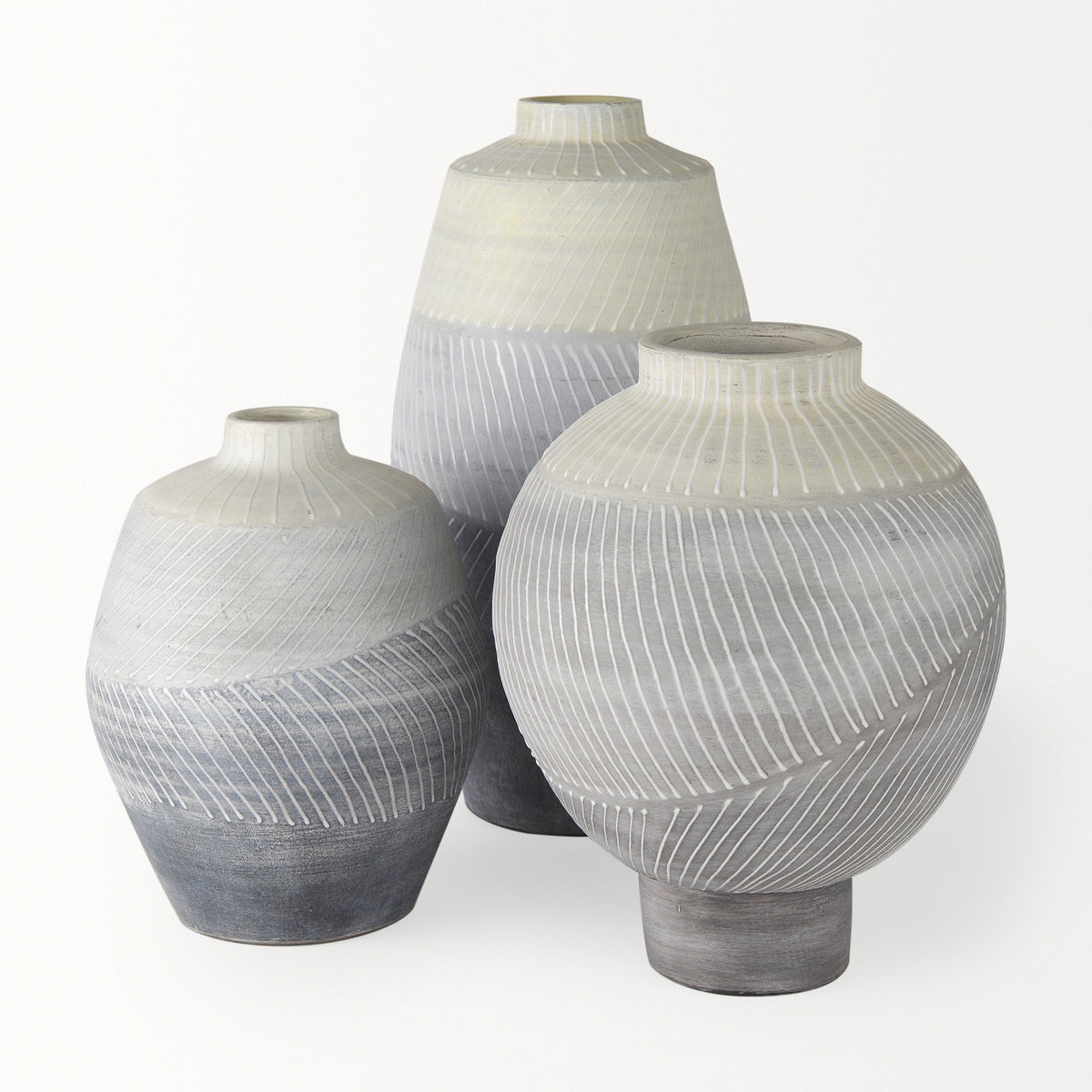 Blume Off-White/Gray Large Textured Vase - Ornate Home