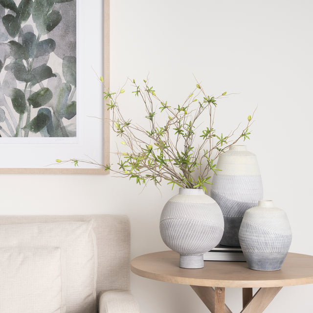 Blume Off-White/Gray Large Textured Vase - Ornate Home
