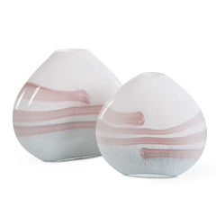 Blush Gray/Pink/White Swirl Glass Vases (Set of 2) - Ornate Home