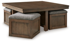 Boardernest Brown Coffee Table w/ 4 Stools - Ornate Home