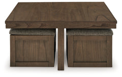 Boardernest Brown Coffee Table w/ 4 Stools - Ornate Home