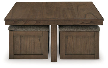 Boardernest Brown Coffee Table w/ 4 Stools - Ornate Home