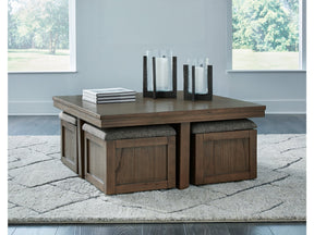 Boardernest Brown Coffee Table w/ 4 Stools - Ornate Home