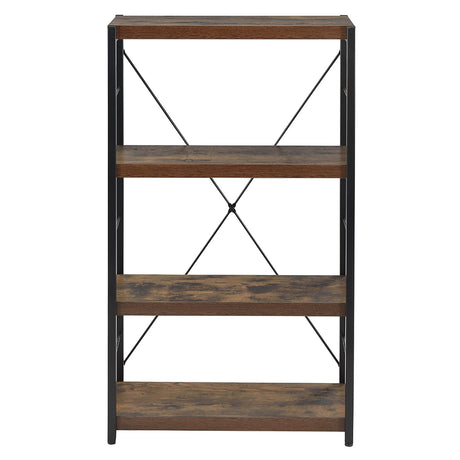 Bob Weathered Oak & Black Bookshelf - Ornate Home
