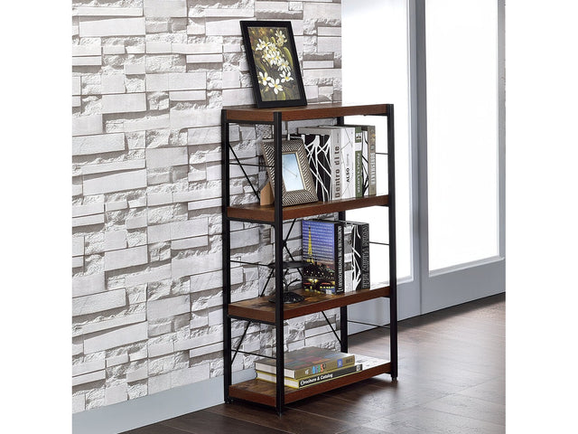 Bob Weathered Oak & Black Bookshelf - Ornate Home