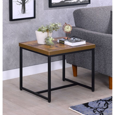 Bob Weathered Oak & Black End Table - Ornate Home