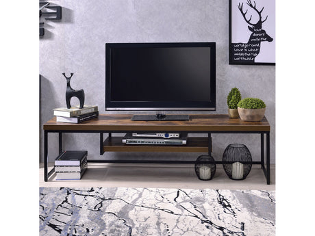 Bob Weathered Oak & Black TV Stand / 60 Inch - Ornate Home