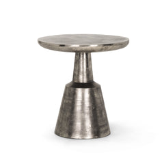 Bobbi Polished Nickel Textured Cast Aluminum Metal Accent Table - Ornate Home