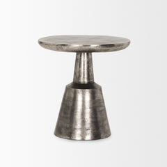 Bobbi Polished Nickel Textured Cast Aluminum Metal Accent Table - Ornate Home
