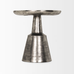 Bobbi Polished Nickel Textured Cast Aluminum Metal Accent Table - Ornate Home