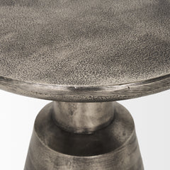 Bobbi Polished Nickel Textured Cast Aluminum Metal Accent Table - Ornate Home