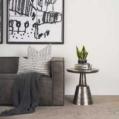 Bobbi Polished Nickel Textured Cast Aluminum Metal Accent Table - Ornate Home