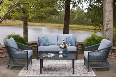 Bodega Island Gray Outdoor Love/Chairs/Table Set (Set of 4) - Ornate Home