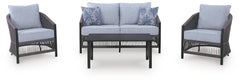 Bodega Island Gray Outdoor Love/Chairs/Table Set (Set of 4) - Ornate Home