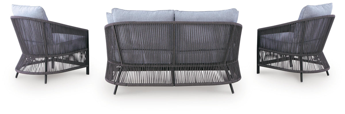 Bodega Island Gray Outdoor Love/Chairs/Table Set (Set of 4) - Ornate Home