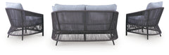 Bodega Island Gray Outdoor Love/Chairs/Table Set (Set of 4) - Ornate Home