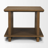 Boden Brown Wood Side Table with Open Shelves - Ornate Home
