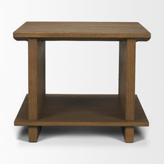 Boden Brown Wood Side Table with Open Shelves - Ornate Home