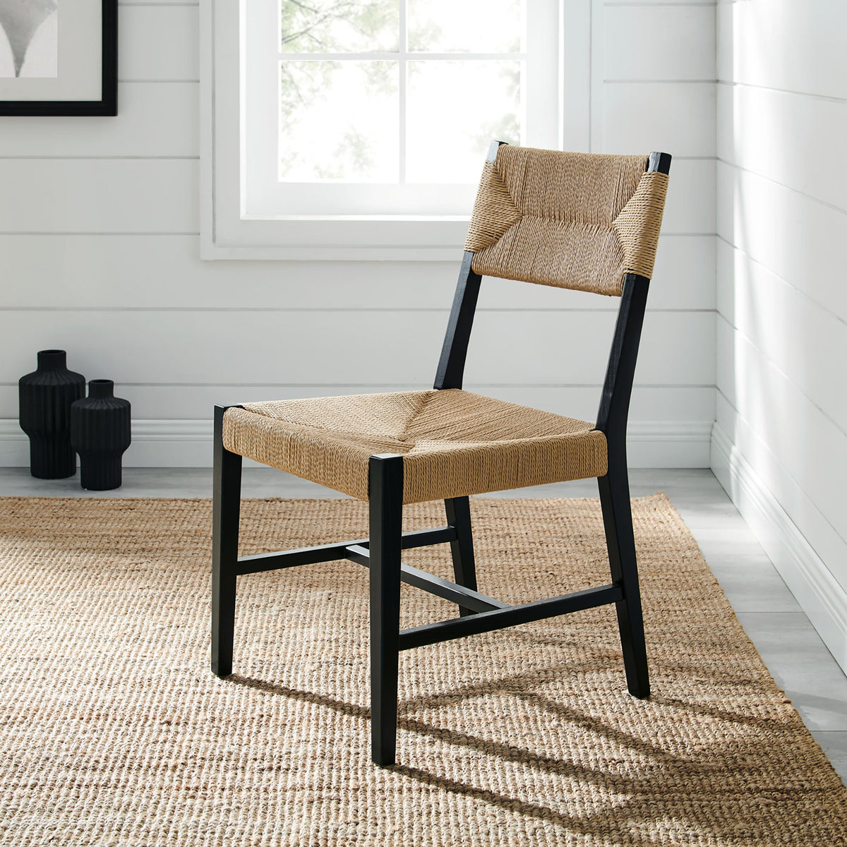 Bodie Black/Natural Wood Dining Chair (Set of 2) - Ornate Home