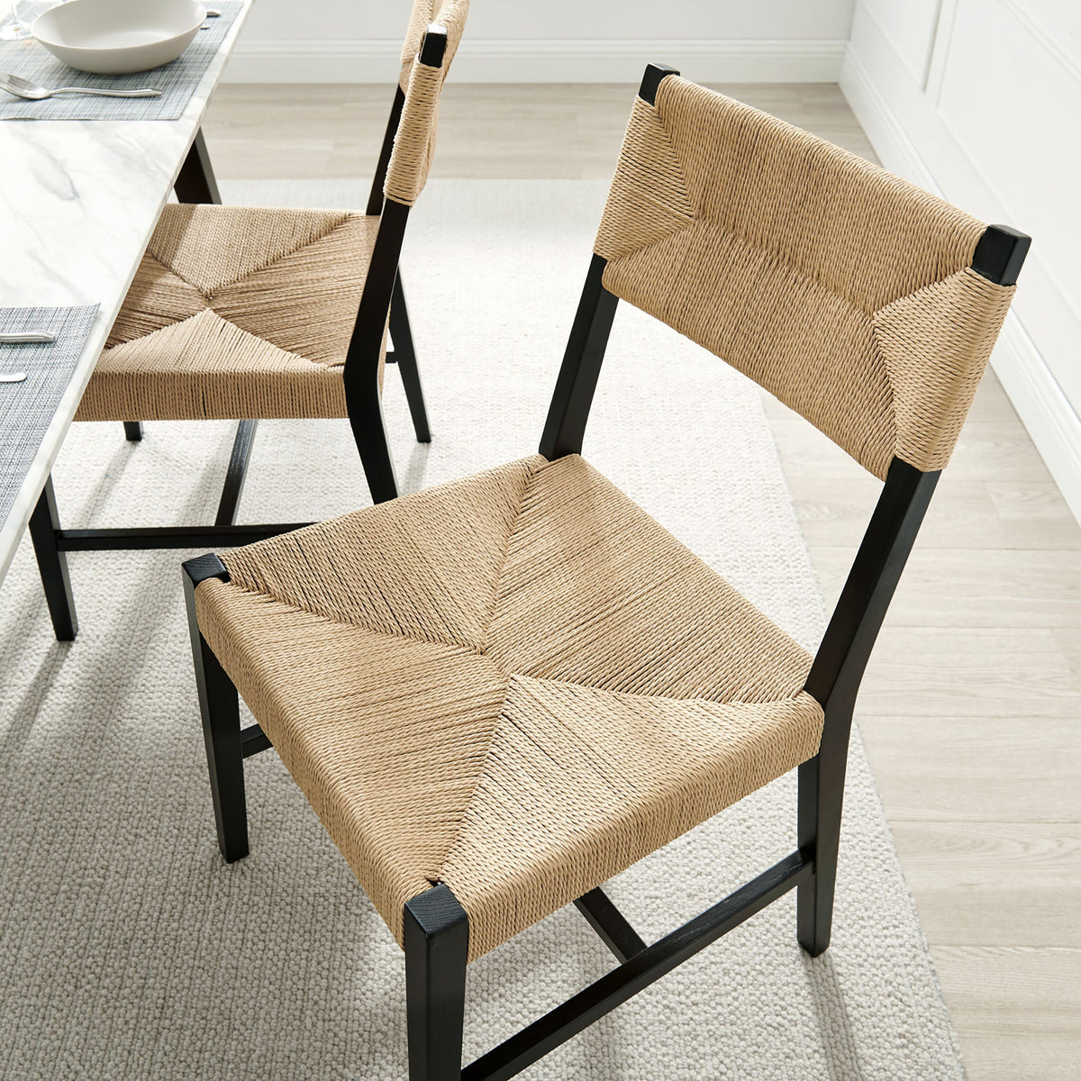 Bodie Black/Natural Wood Dining Chair (Set of 2) - Ornate Home