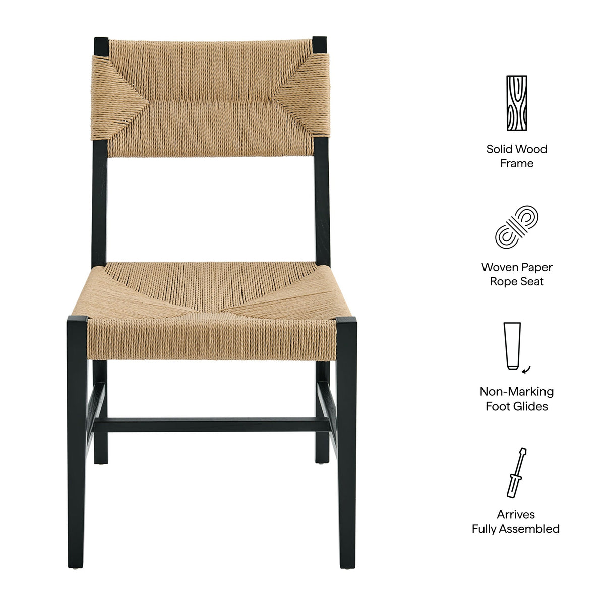Bodie Black/Natural Wood Dining Chair (Set of 2) - Ornate Home