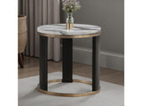 Bogor White/Gold/Black Round End Table - Ornate Home