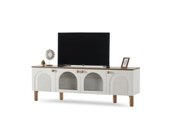 Bohem White/Walnut Tv Stand - Ornate Home