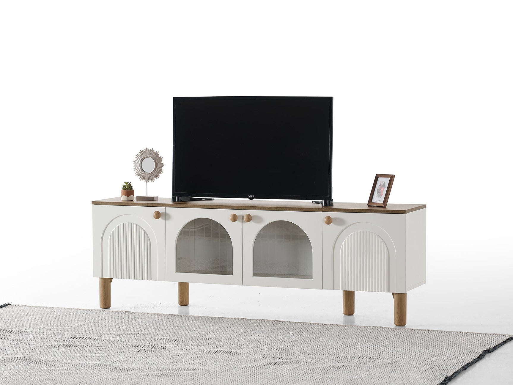 Bohem White/Walnut Tv Stand
