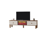 Bohem White/Walnut Tv Stand With Fireplace