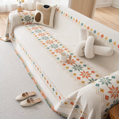 Bohemian Geometric Sofa Throw Cover, Cozy & Protective Ethnic-Inspired Couch Cover - Ornate Home