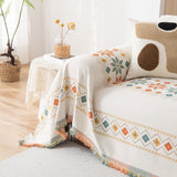 Bohemian Geometric Sofa Throw Cover, Cozy & Protective Ethnic-Inspired Couch Cover - Ornate Home