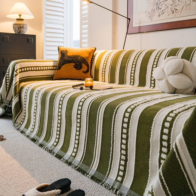 Bohemian Striped Sofa Cover, Decor Woven Throw for Couch, Loveseat, or Sectional - Ornate Home