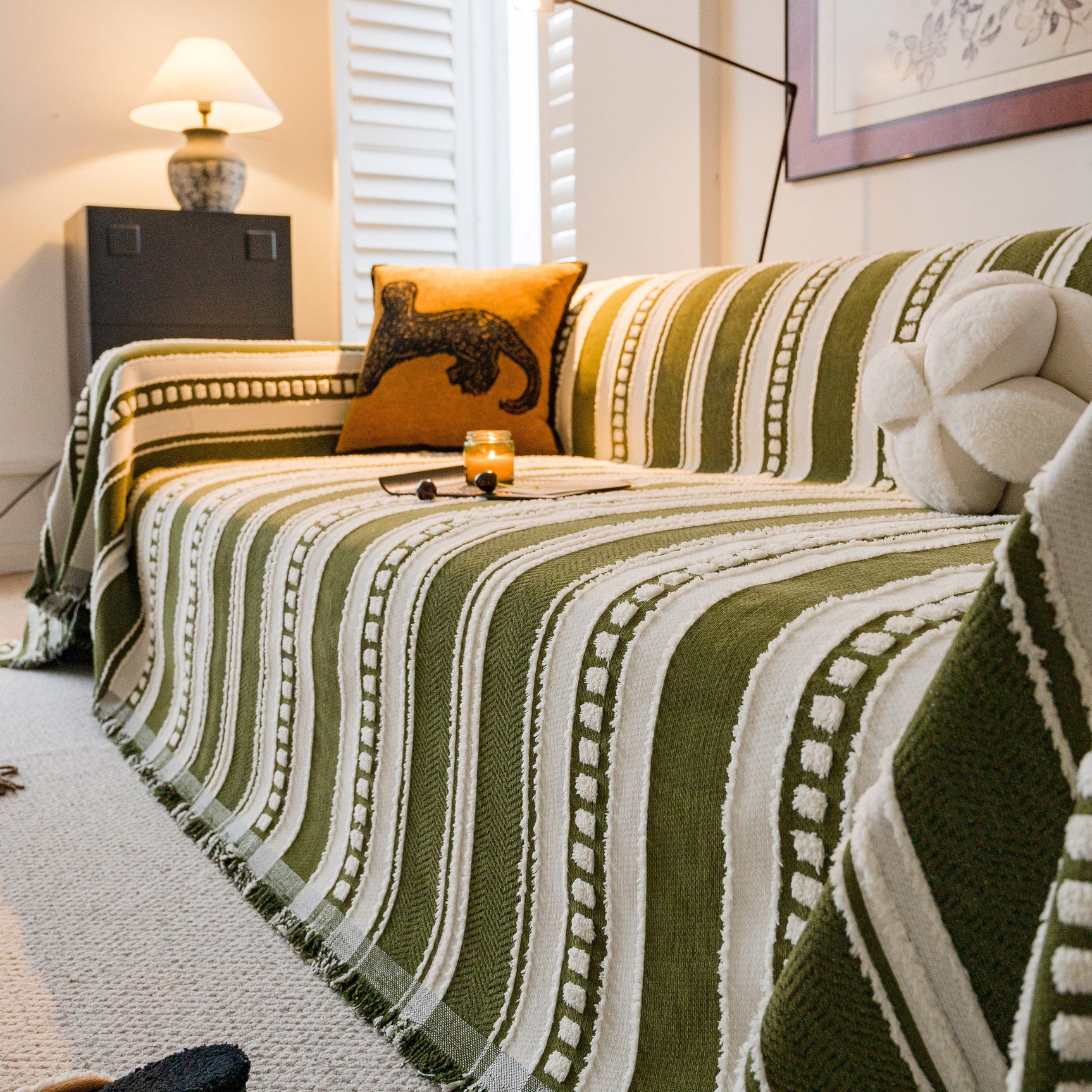 Bohemian Striped Sofa Cover, Decor Woven Throw for Couch, Loveseat, or Sectional - Ornate Home
