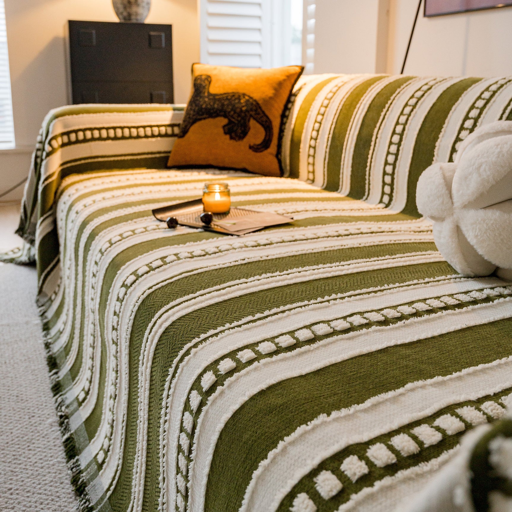 Bohemian Striped Sofa Cover, Decor Woven Throw for Couch, Loveseat, or Sectional - Ornate Home