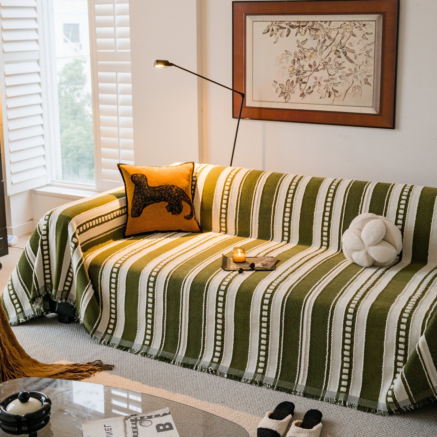 Bohemian Striped Sofa Cover, Decor Woven Throw for Couch, Loveseat, or Sectional - Ornate Home