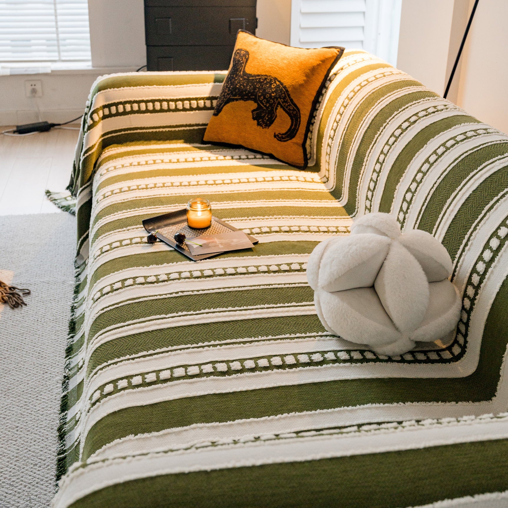 Bohemian Striped Sofa Cover, Decor Woven Throw for Couch, Loveseat, or Sectional - Ornate Home