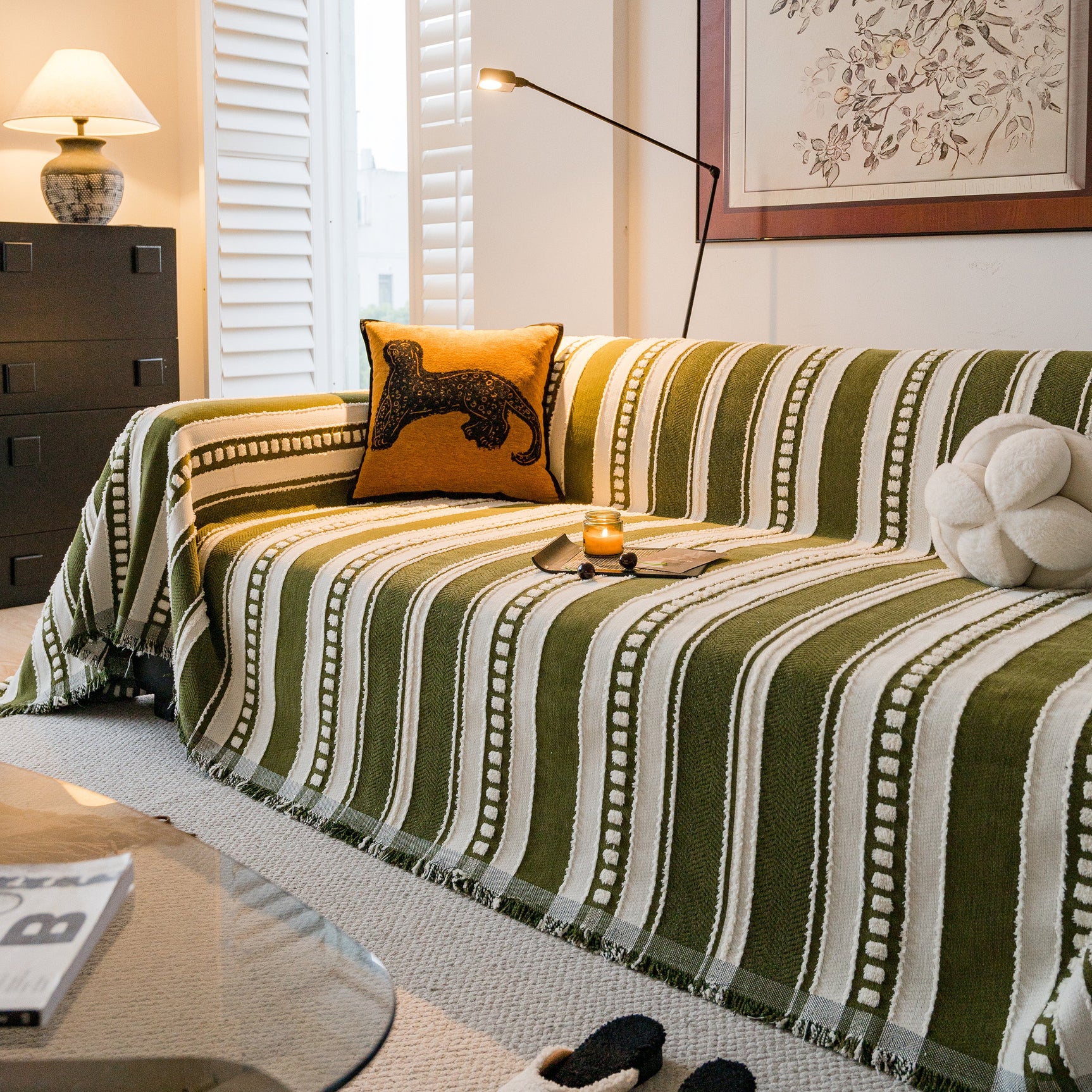 Bohemian Striped Sofa Cover, Decor Woven Throw for Couch, Loveseat, or Sectional - Ornate Home