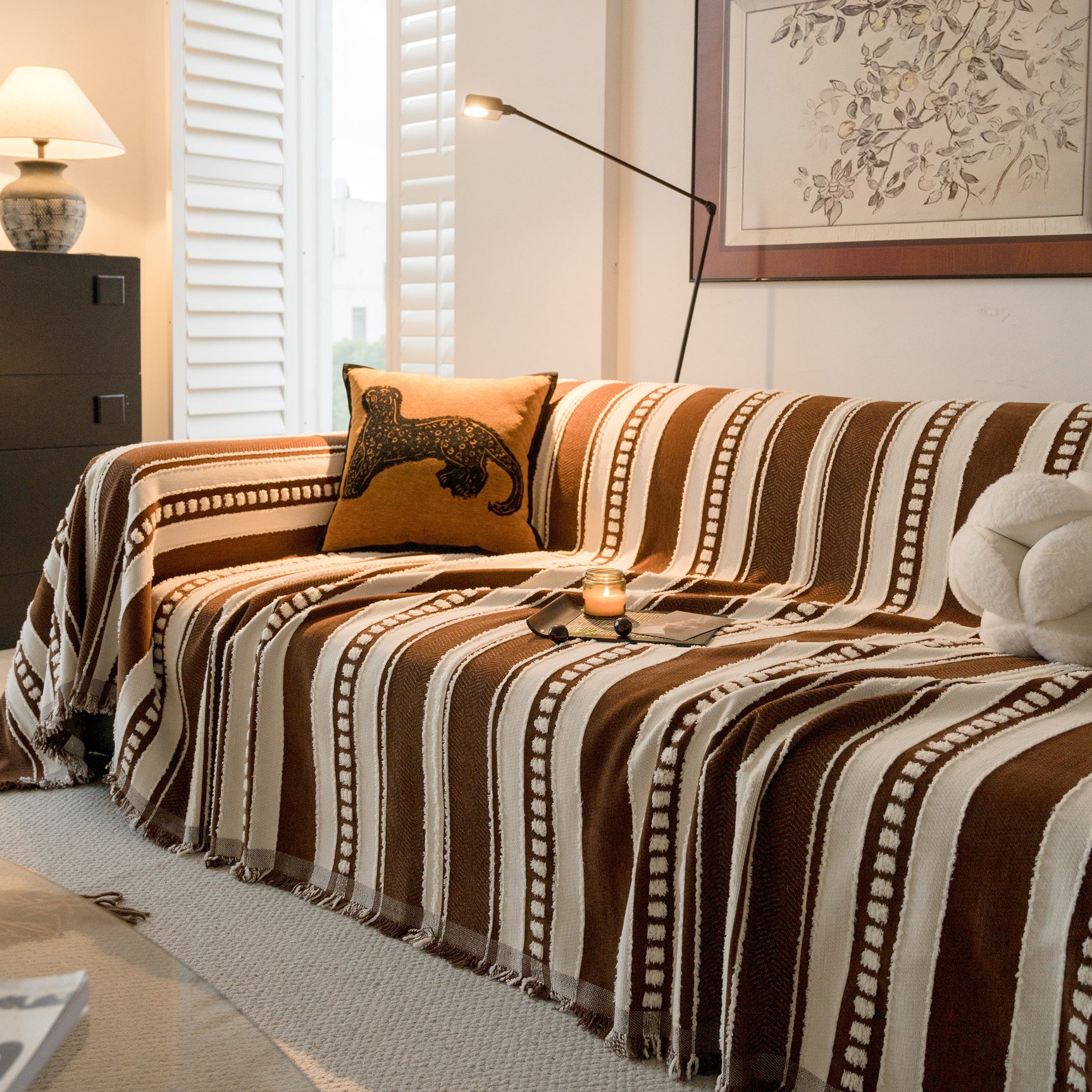 Bohemian Striped Sofa Cover, Decor Woven Throw for Couch, Loveseat, or Sectional - Ornate Home