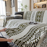 Bohemian Tufted Sofa Cover, Plush Fleece Throw Blanket with 3D Woven Aztec Stripes