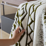 Bohemian Tufted Sofa Cover, Plush Fleece Throw Blanket with 3D Woven Aztec Stripes